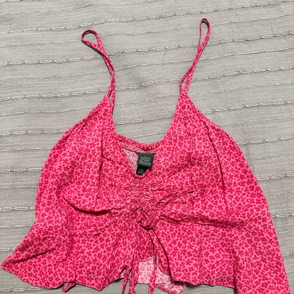 Cropped pink floral tank